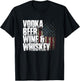 Vodka Beer Wine & Whiskey Shirt | Funny Patriotic US Flag T-Shirt - T-Shirt | Black
