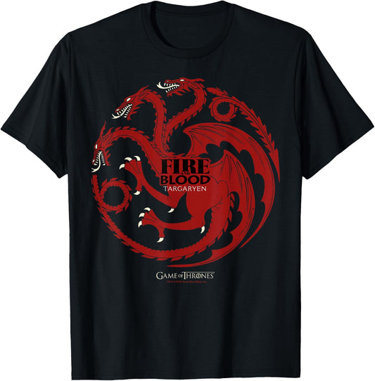 Game Of Thrones Fire And Blood Targaryen Sigil T-Shirt - T-Shirt | Black