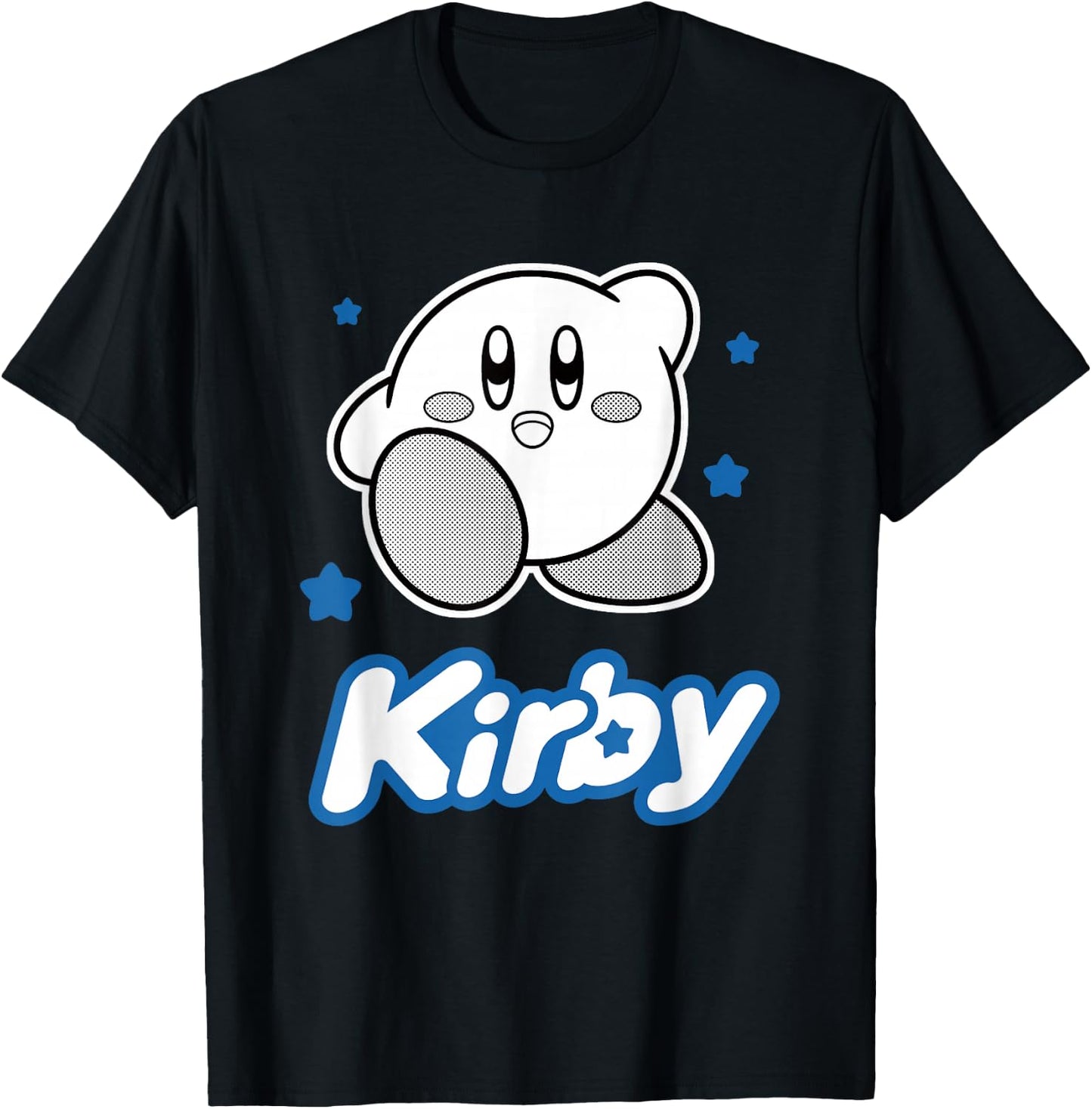 Kirby Blue Stars Big Character Portrait T-Shirt - T-Shirt | Black