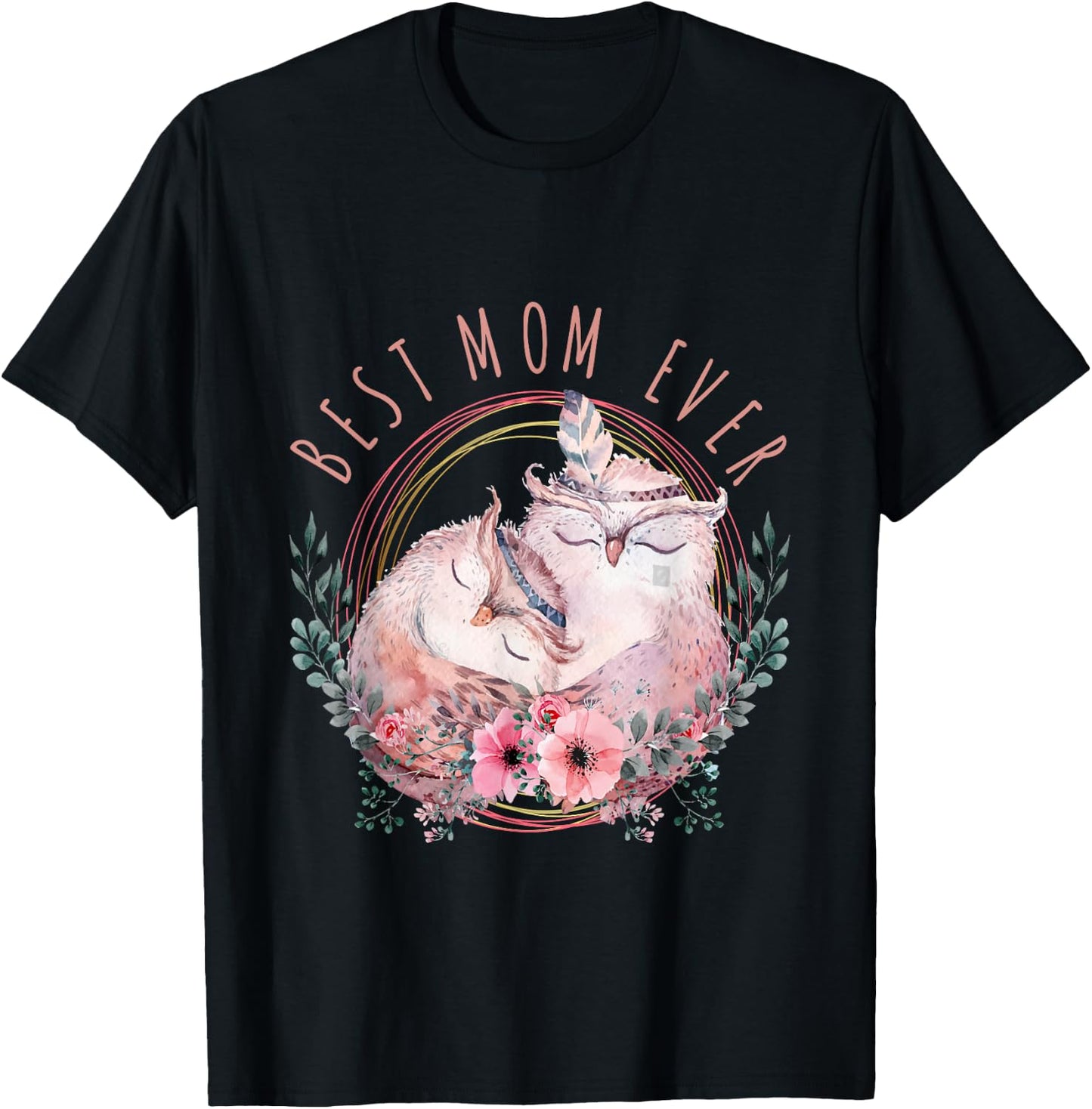 Mama Owl Shirt, Cute Owl, Mothers Day, best mom ever T-Shirt - T-Shirt | Black