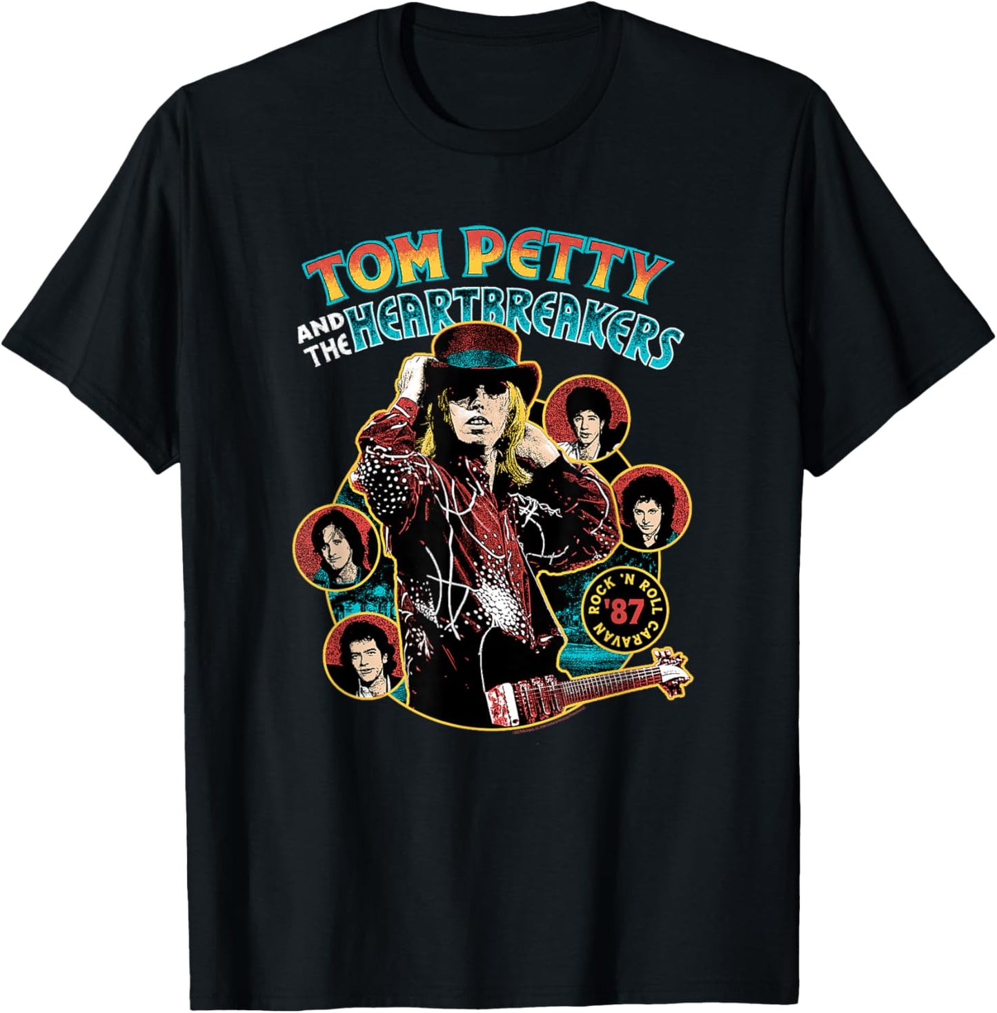Tom Petty and The Heartbreakers Rock N Roll Caravan Top Hat T-Shirt - T-Shirt | Black