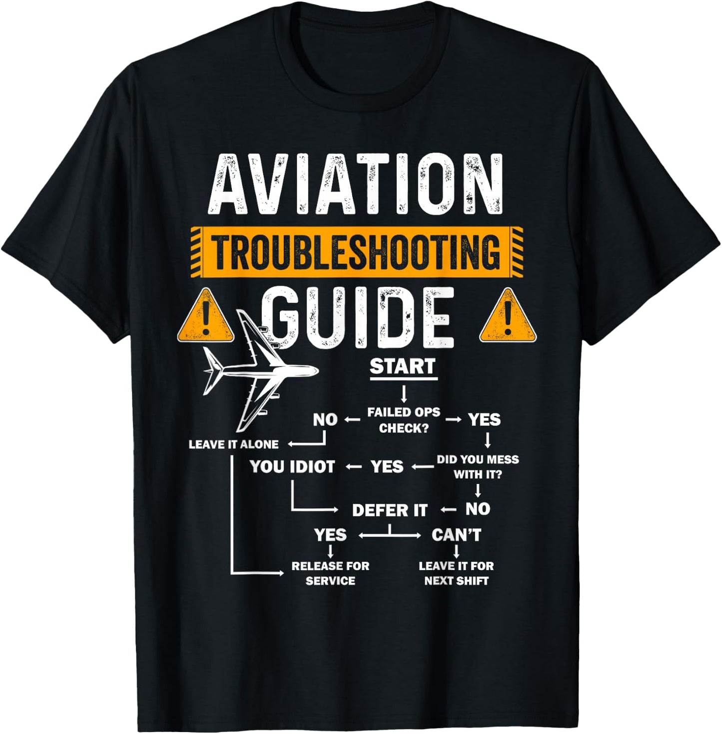 Funny Aviation Troubleshooting Guide Gift Airplane Pilot T-Shirt - T-Shirt | Black