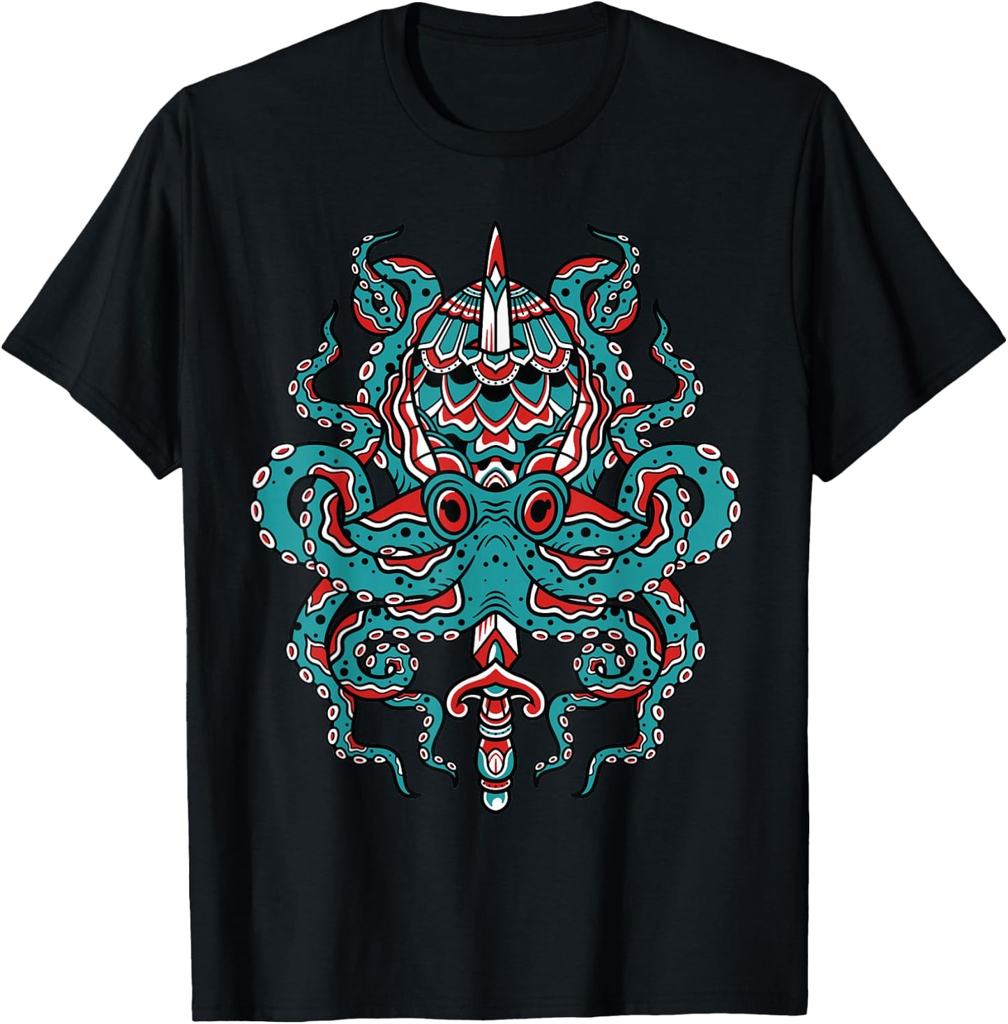 Vintage Octopus Traditional Tattoo Flash Alternative Inked T-Shirt - T-Shirt | Black
