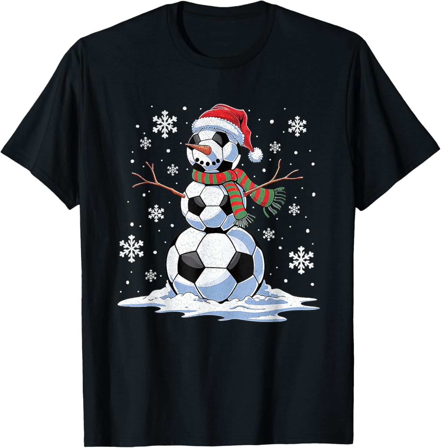 Funny Soccer Snowman T-Shirt - T-Shirt | Black