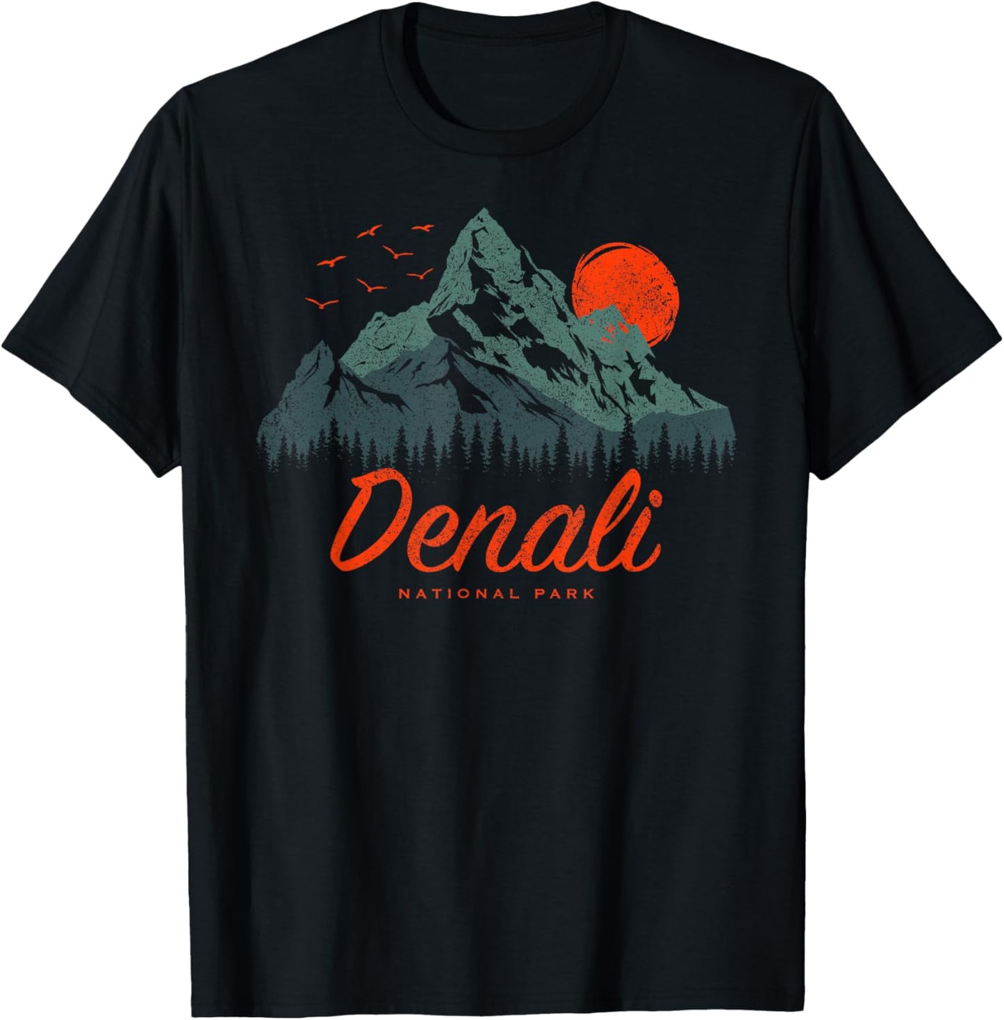 Retro Denali National Park US Vintage Denali T-Shirt - T-Shirt | Black