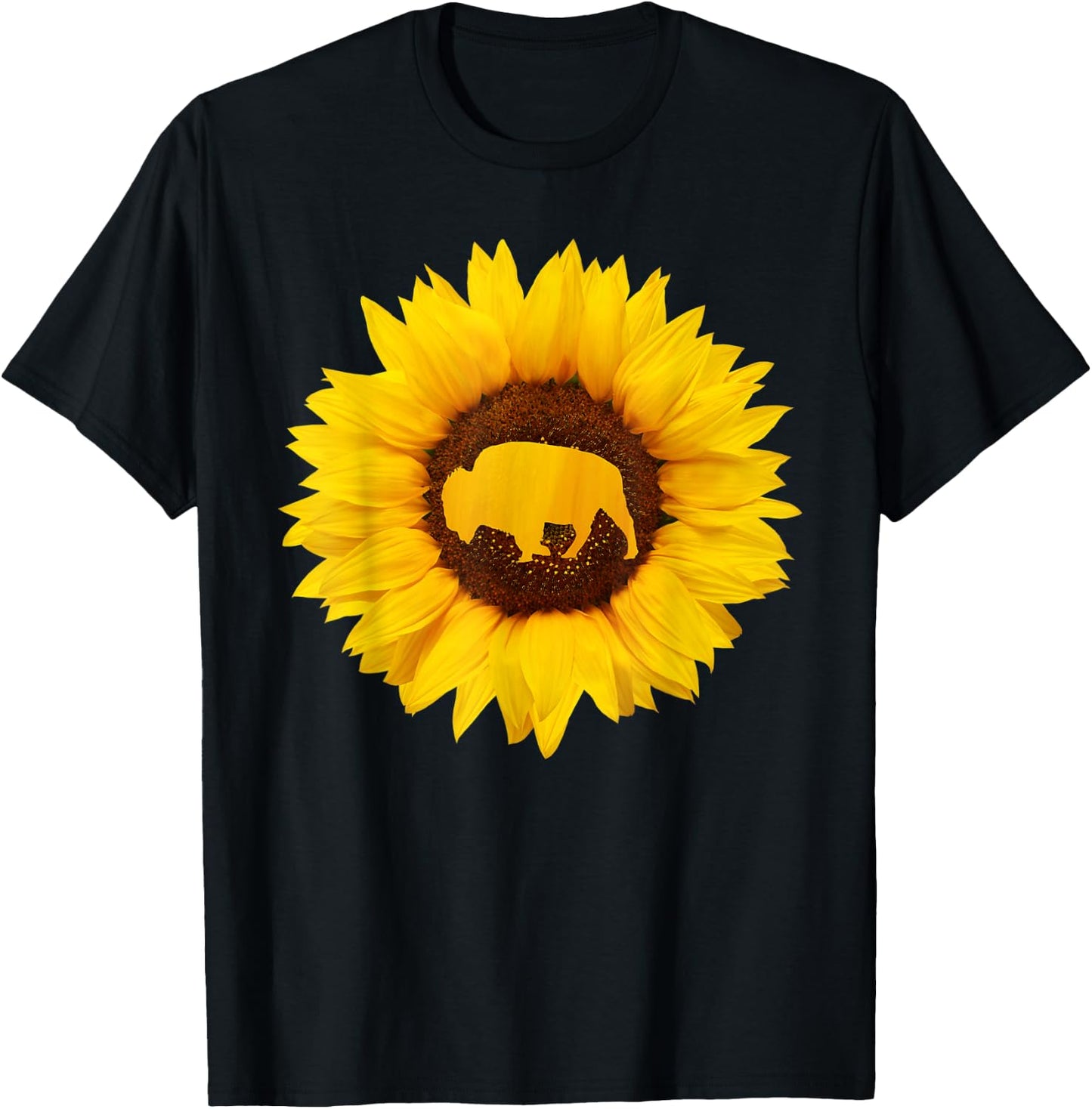 Buffalo Gift Men Tamaraw Bison Sunflower Lover T-Shirt - T-Shirt | Black