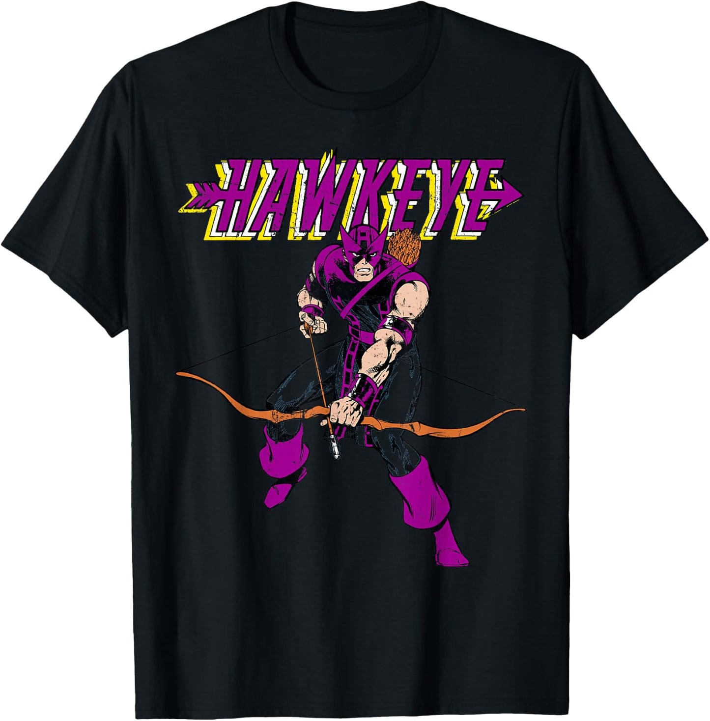 Marvel Hawkeye Vintage Bow and Arrow Portrait Logo T-Shirt - T-Shirt | Black