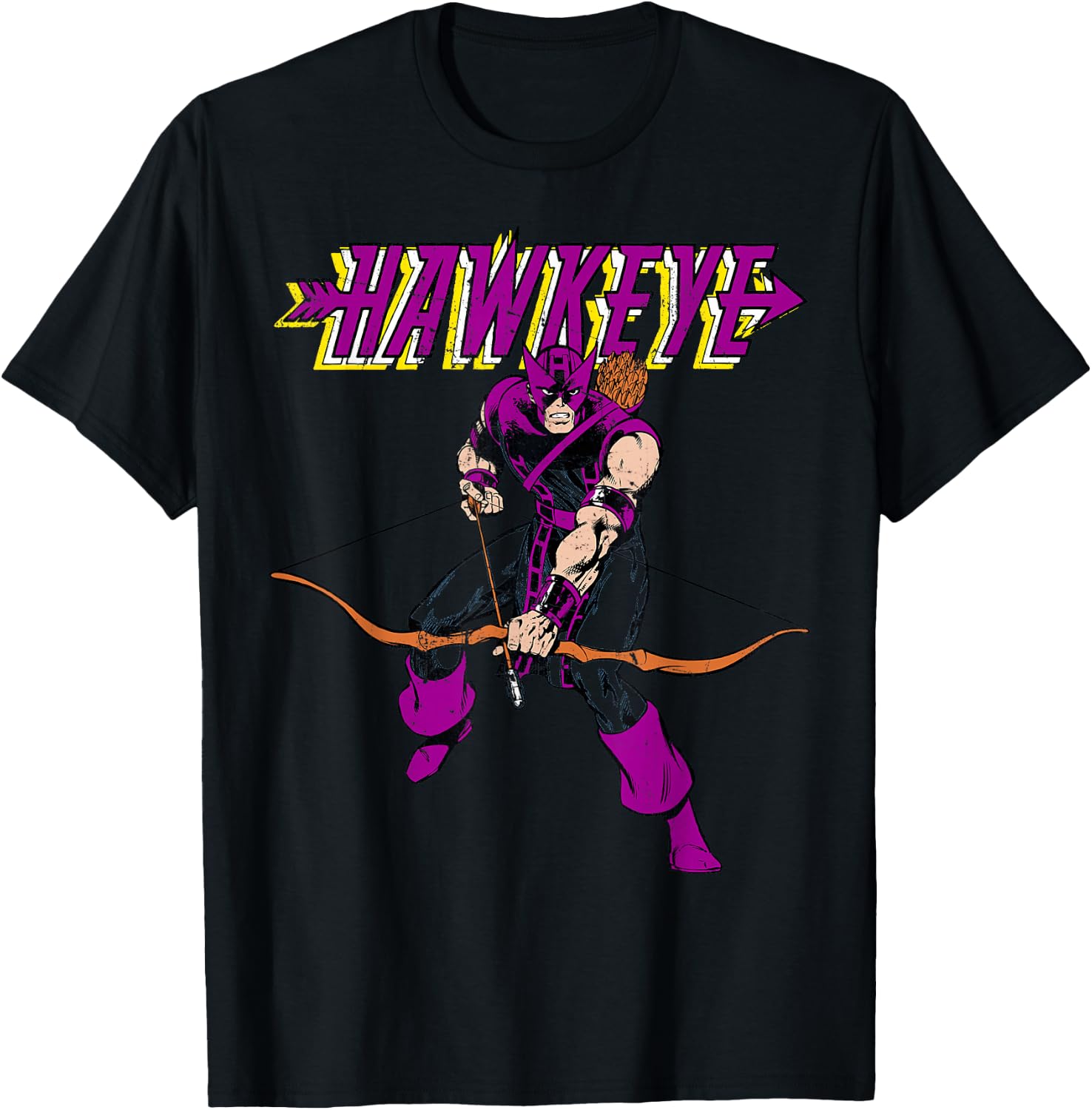 Marvel Hawkeye Vintage Bow and Arrow Portrait Logo T-Shirt - T-Shirt | Black