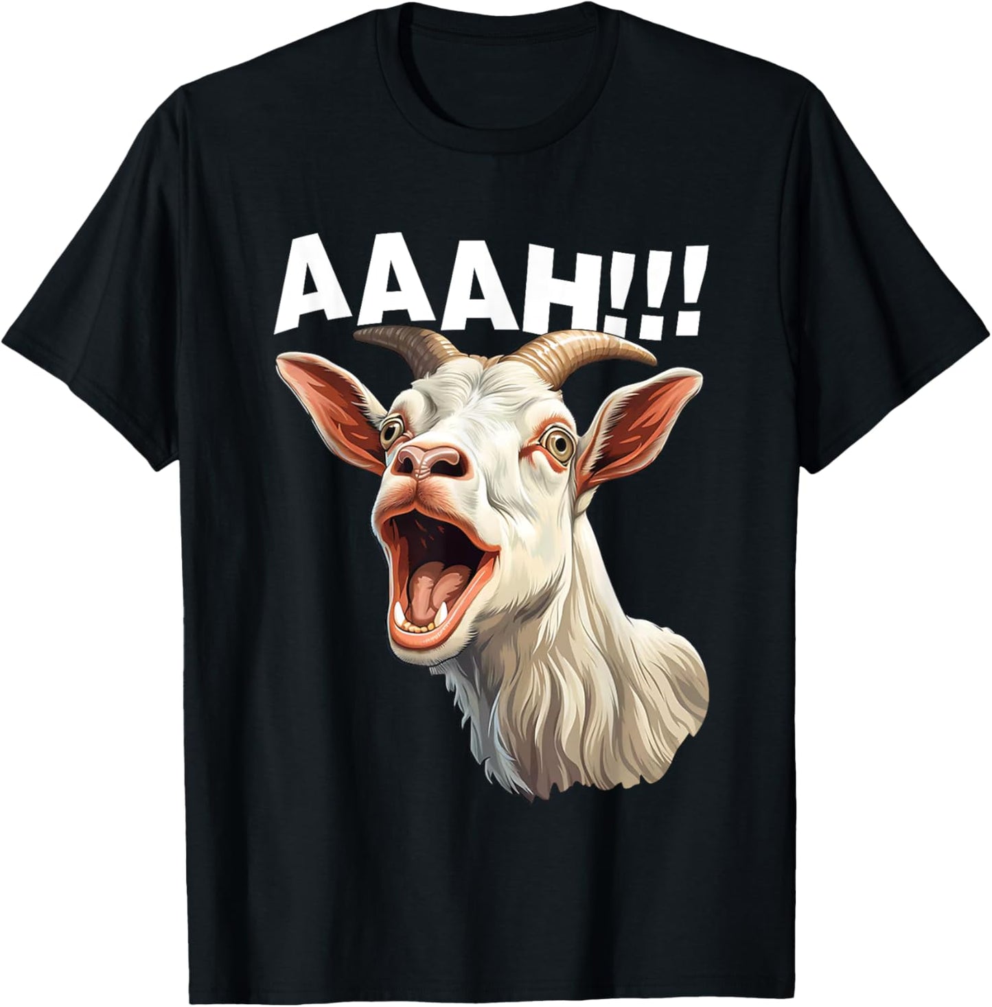 Halloween Screaming Goat AAAH!!! - Funny Crazy Goat T-Shirt - T-Shirt | Black