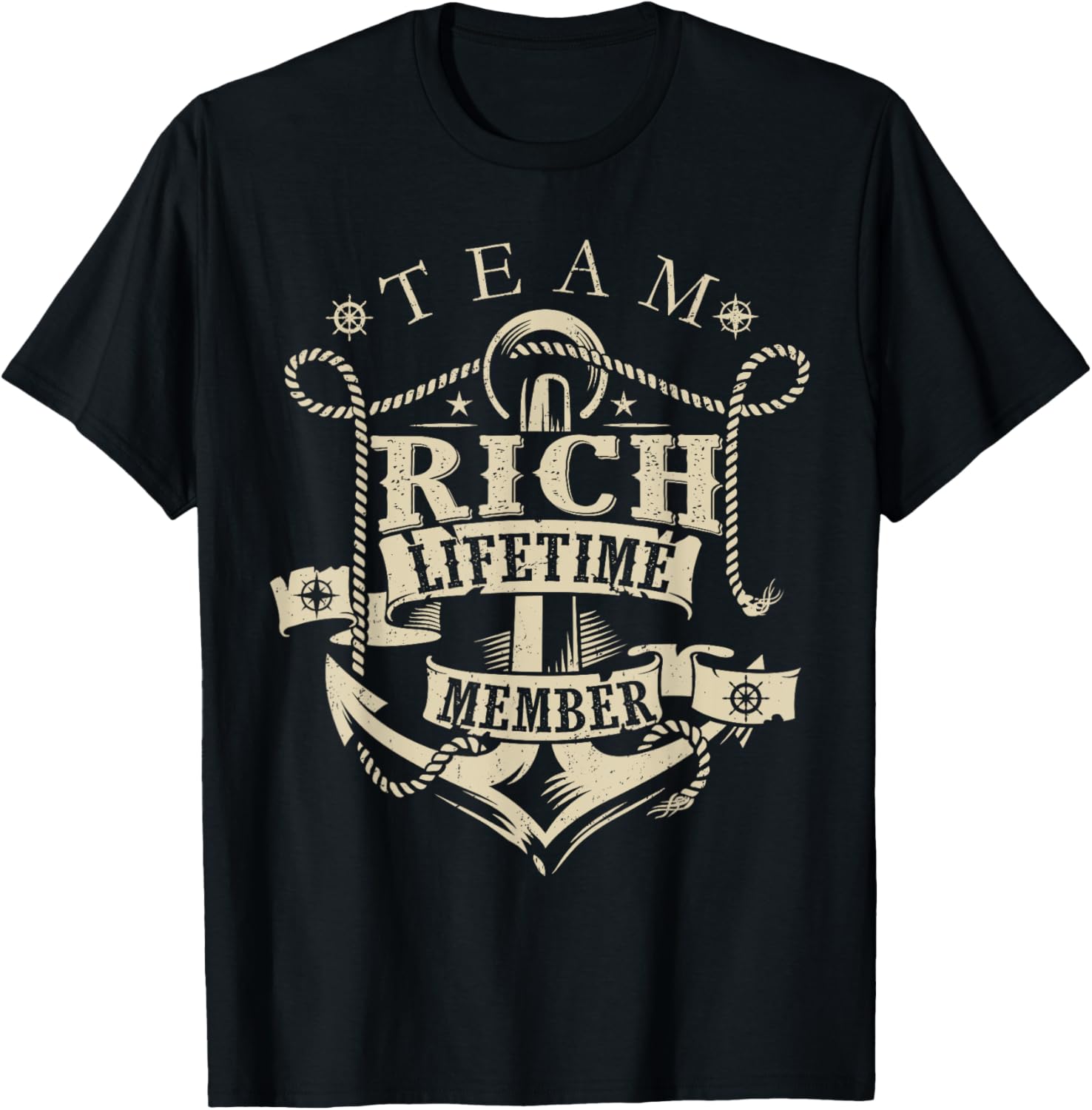 Team RICH Lifetime Member Vintage RICH Family Name T-Shirt - T-Shirt | Black