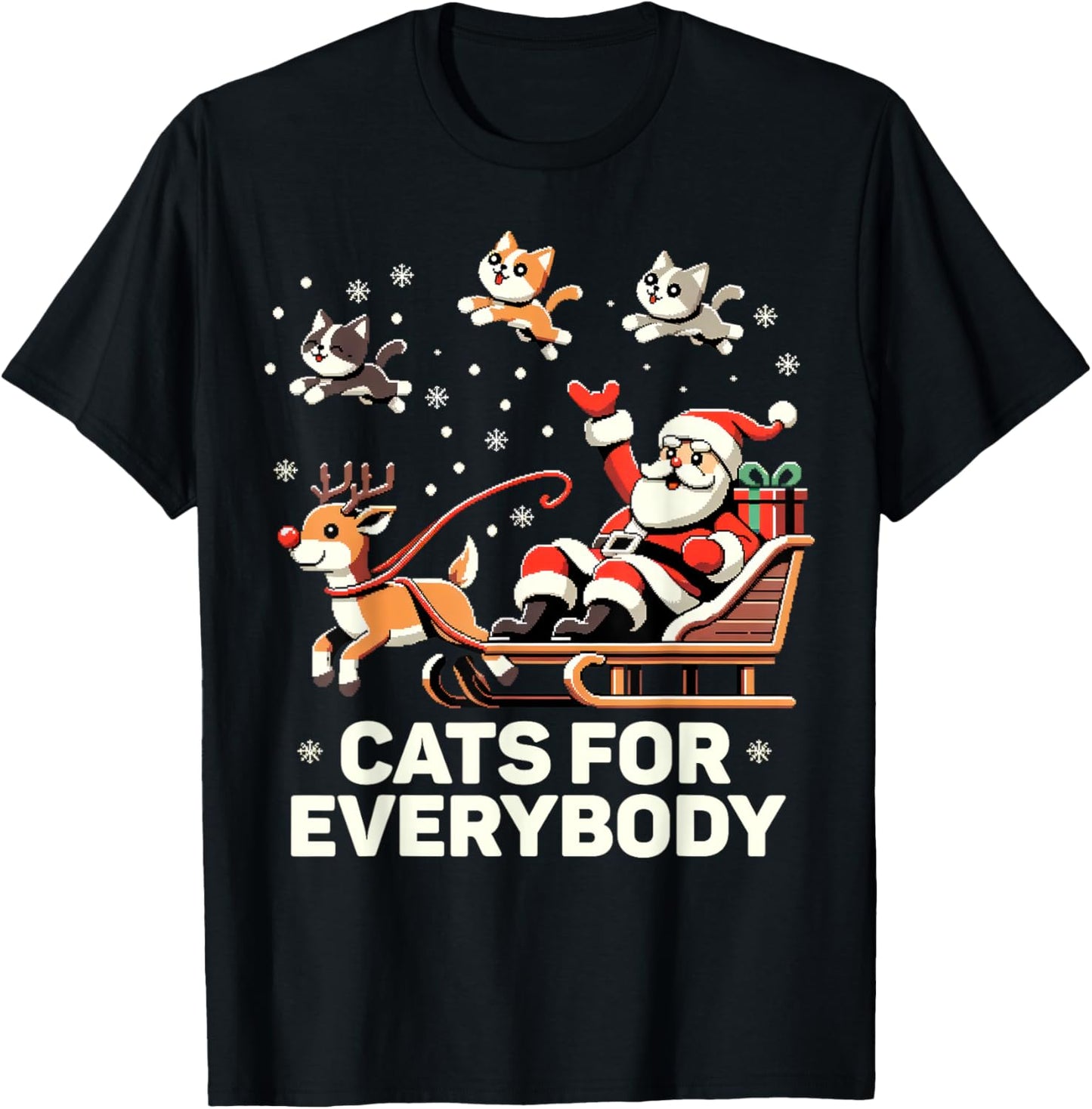 Cats For Everybody - Funny Christmas Cat Xmas Women Santa T-Shirt - T-Shirt | Black