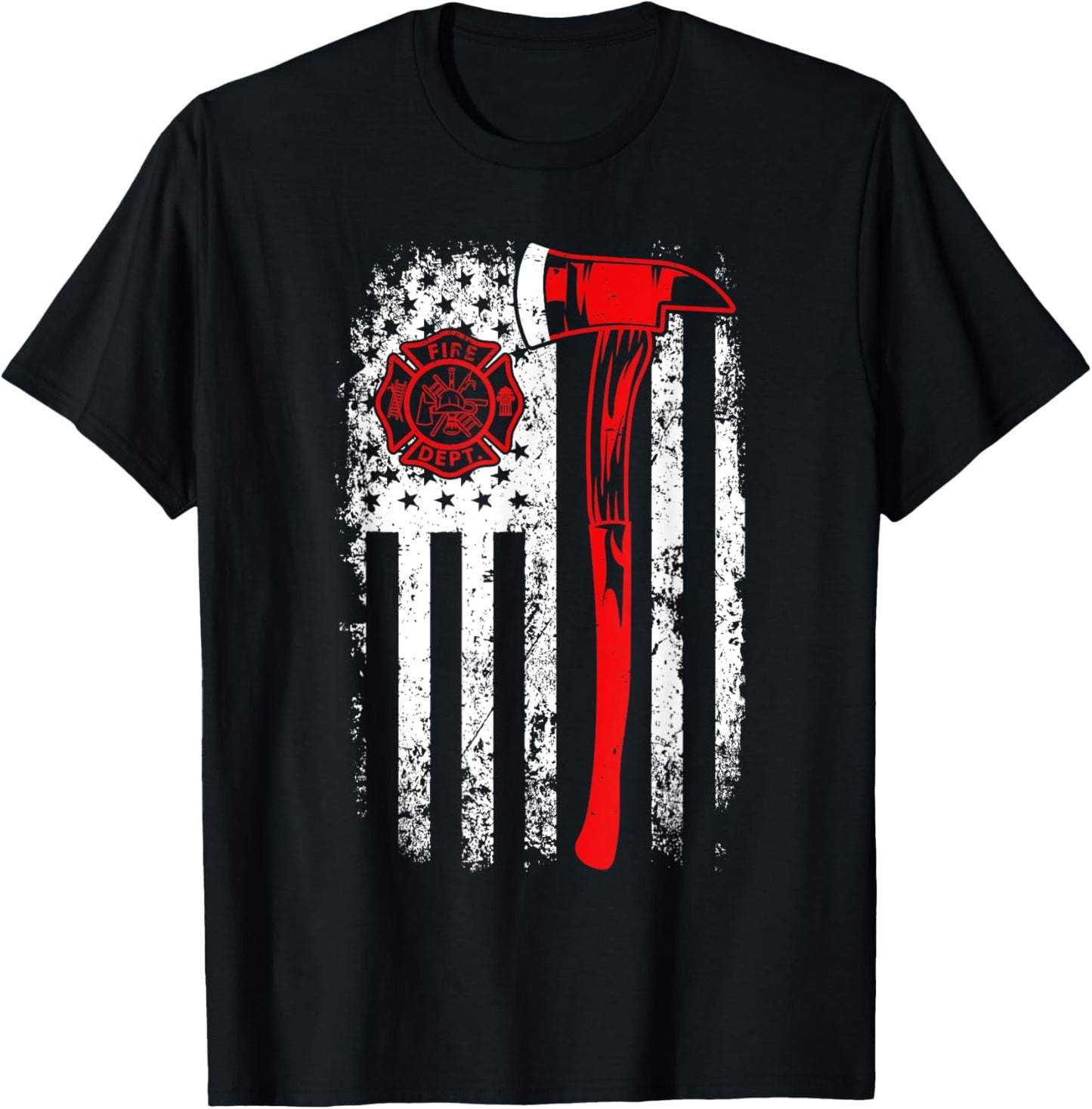 American Flag Firefighter For Fireman Patriotic Fire Fighter T-Shirt - T-Shirt | Black