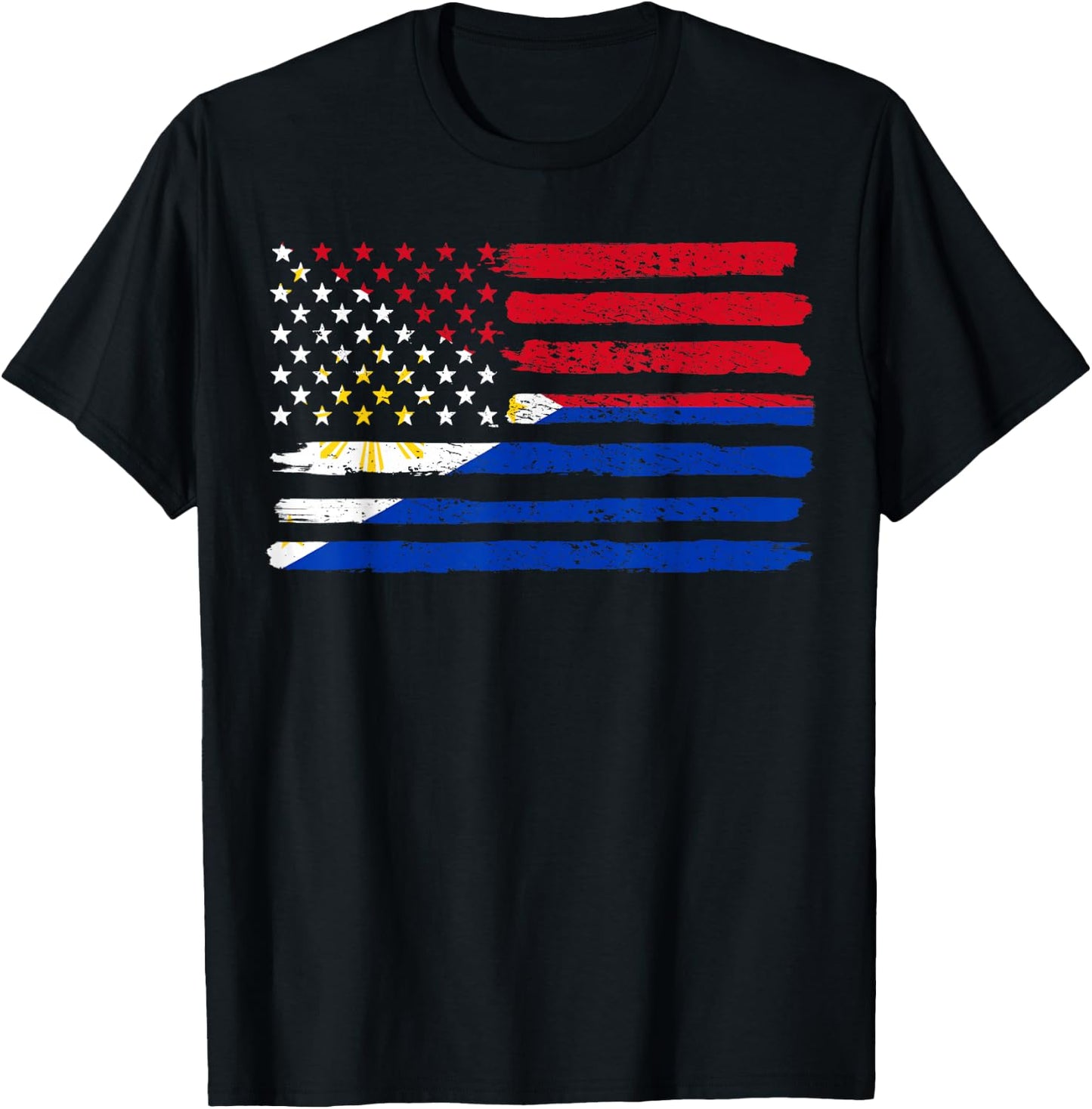 Philippines USA Flag Vintage T-Shirt - T-Shirt | Black