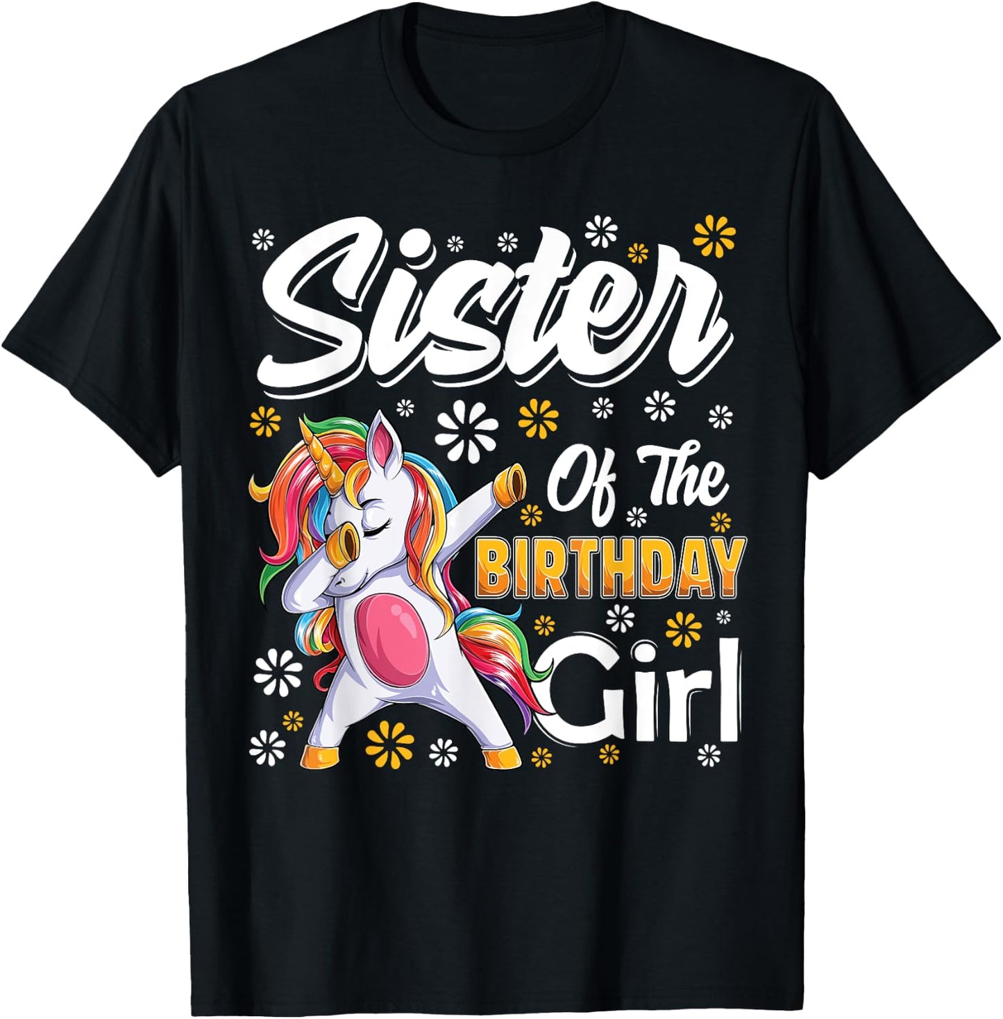 awesome dabbing unicorn birthday Sister Family Matching T-Shirt - T-Shirt | Black