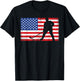 Red White Blue USA Flag Ice Hockey Player 4th of July T-Shirt - T-Shirt | Black