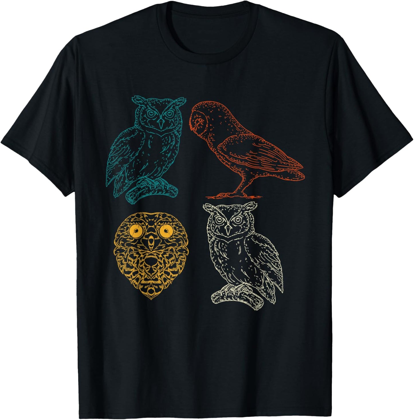 Retro Owl T-Shirt - T-Shirt | Black