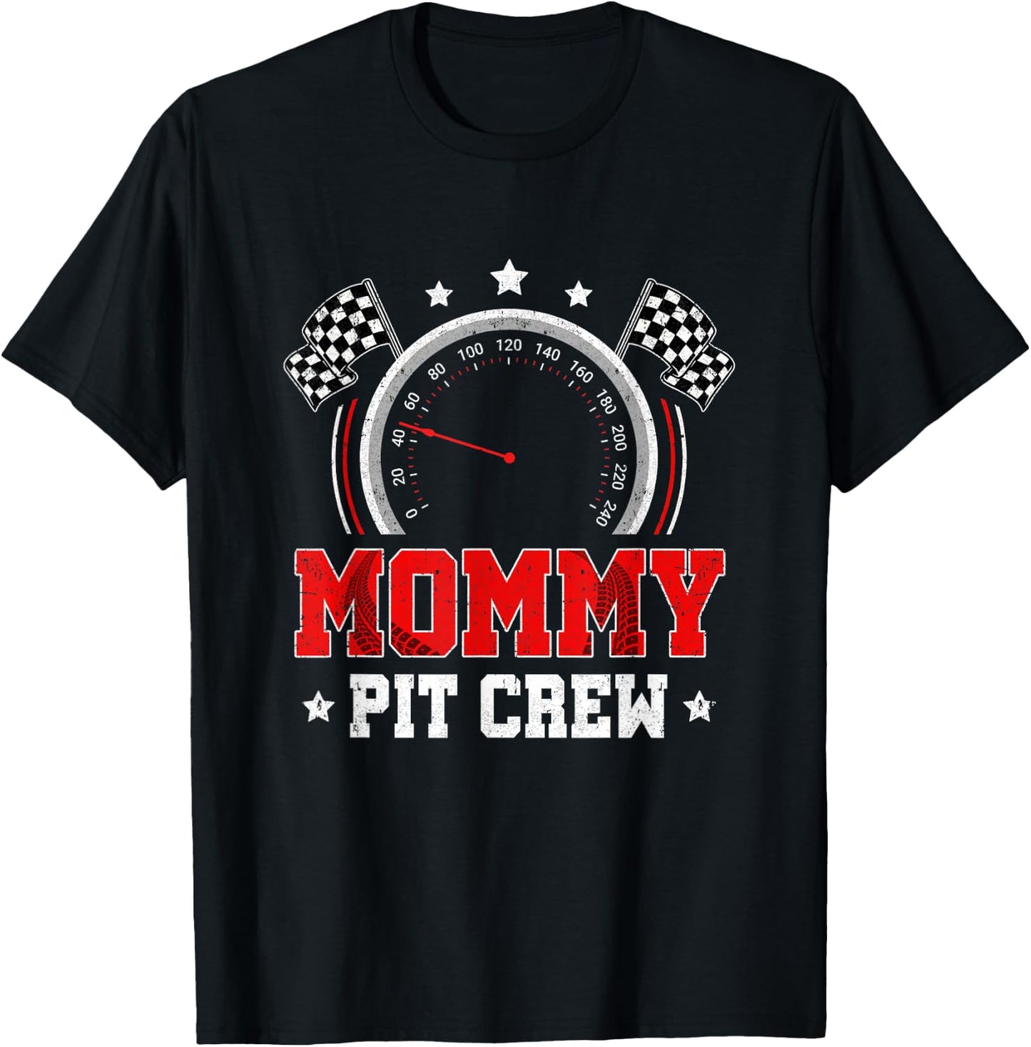 Mommy Pit Crew Race Car Birthday Party Racing Family T-Shirt - T-Shirt | Black