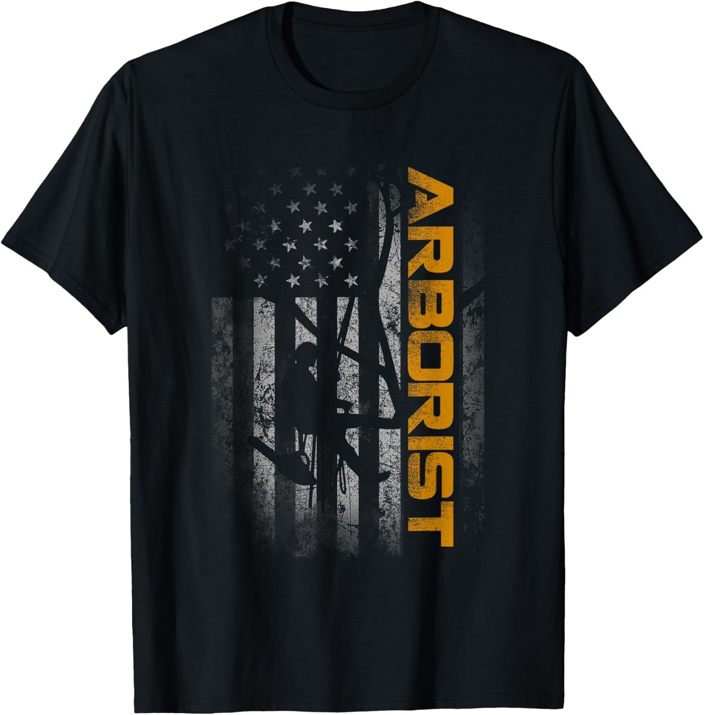 Vintage Arborist Men Lumberjack Patriot American Flag T-Shirt - T-Shirt | Black