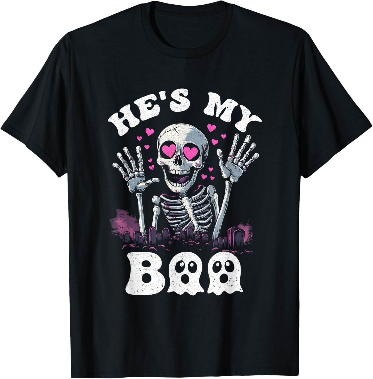 He's My Boo Matching Halloween Costume Couples She's My Boo T-Shirt - T-Shirt | Black