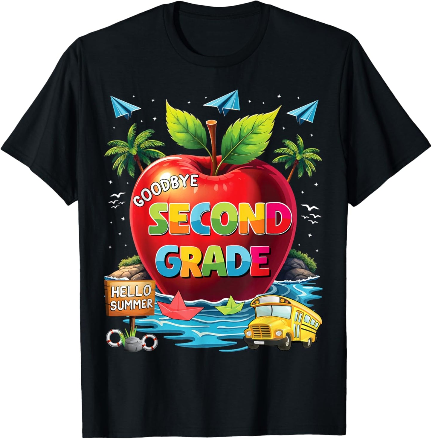 Goodbye 2nd Grade Hello Summer Last Day Of School T-Shirt - T-Shirt | Black