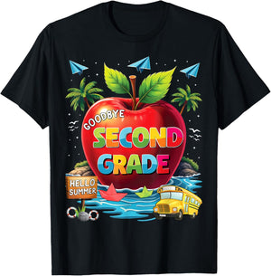 Goodbye 2nd Grade Hello Summer Last Day Of School T-Shirt - T-Shirt | Black