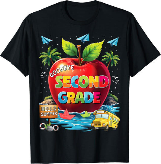 Goodbye 2nd Grade Hello Summer Last Day Of School T-Shirt - T-Shirt | Black