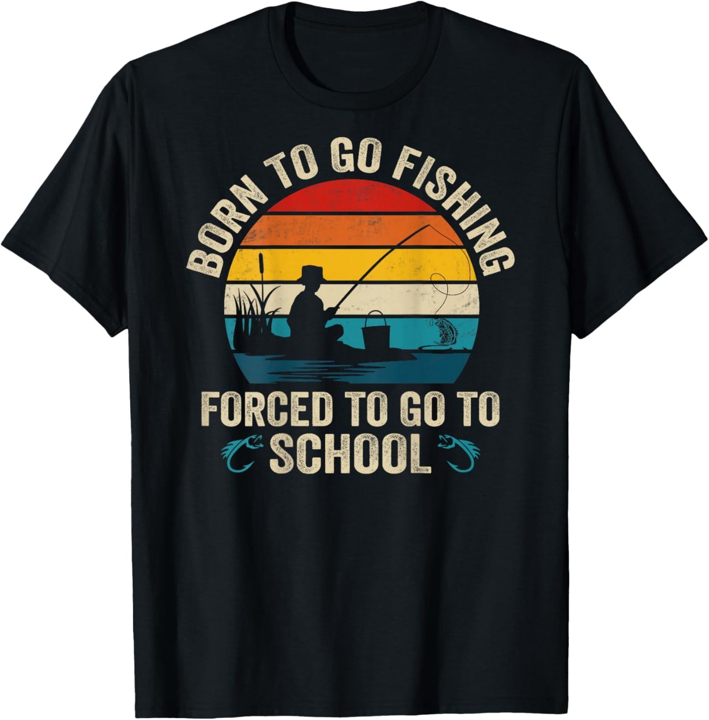 Funny Born To Go Fishing Bass Fish Fisherman Boys T-Shirt - T-Shirt | Black