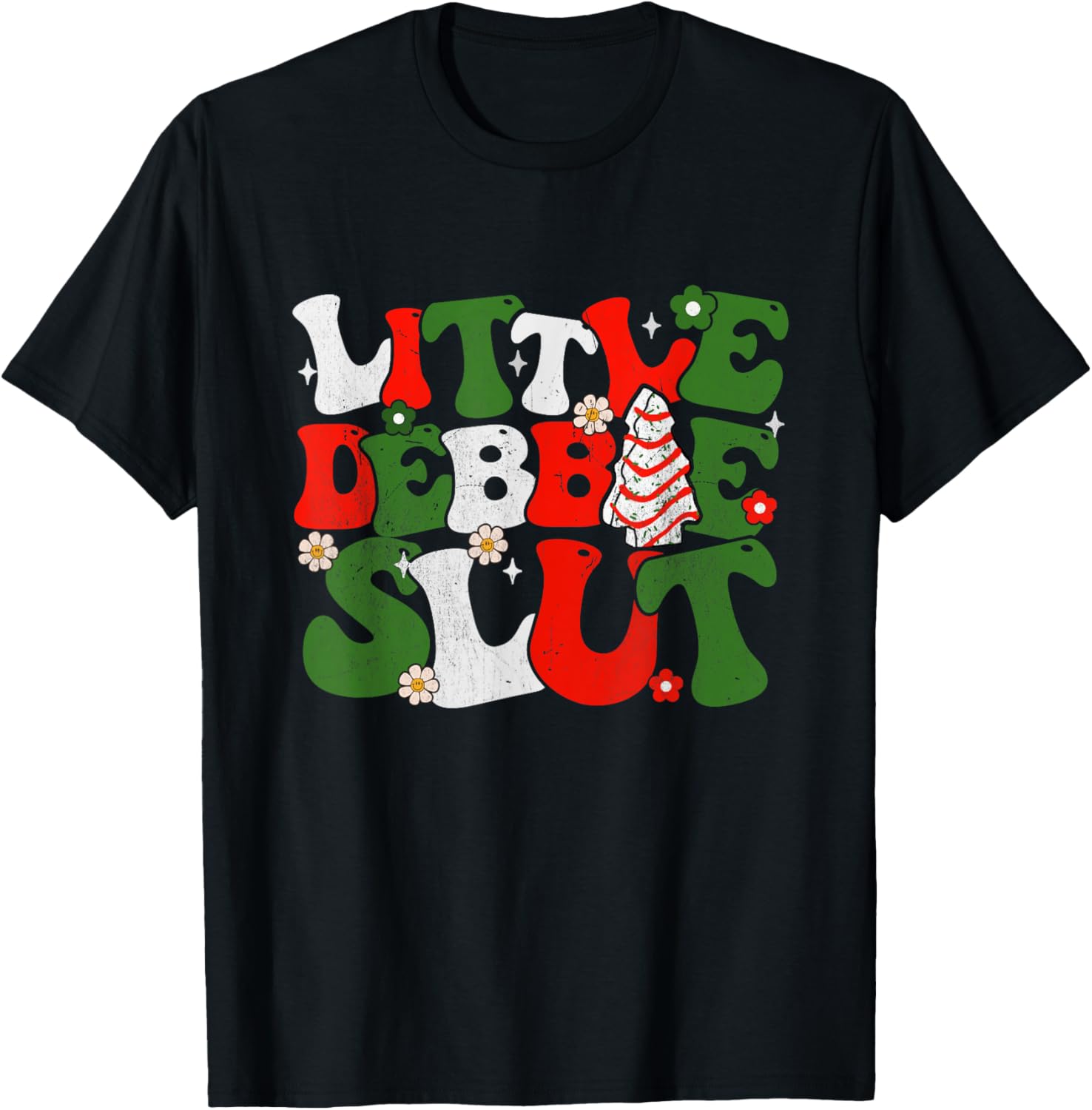 Debbie Slut Groovy Christmas Tree Cakes Xmas Men Women T-Shirt - T-Shirt | Black
