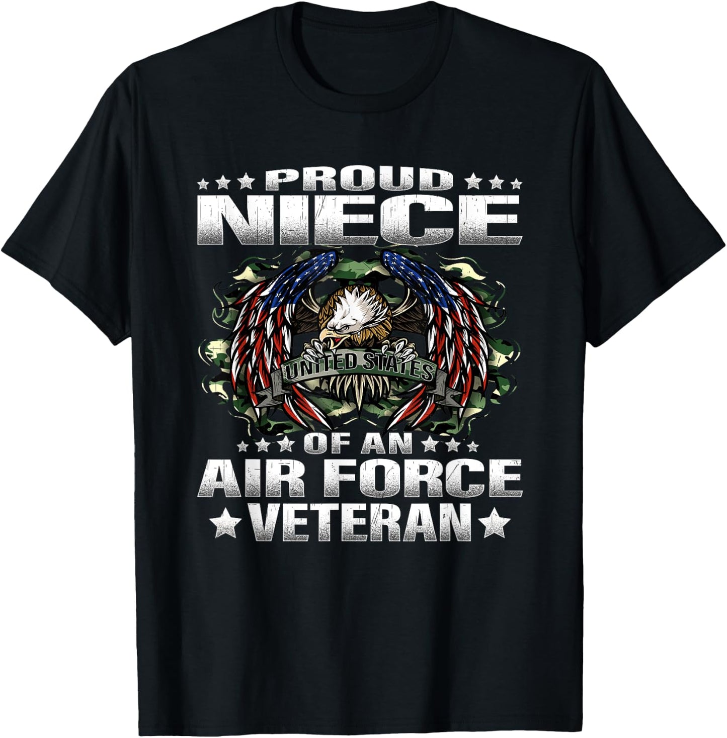 Proud Niece Of An Air Force Veteran Military Vet's Family T-Shirt - T-Shirt | Black