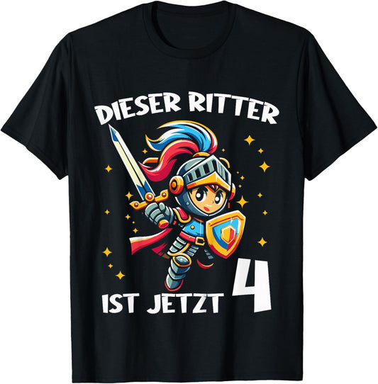 4. Geburtstag Dieser Ritter ist jetzt 4 Jahre Junge T-Shirt - T-Shirt | Black