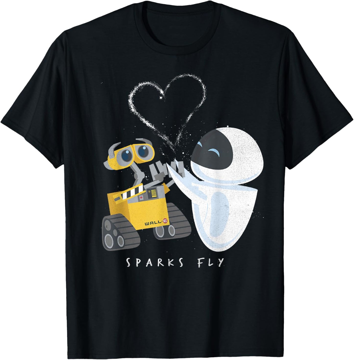 Disney Pixar Wall-E & Eve Sparks Fly Portrait T-Shirt - T-Shirt | Black