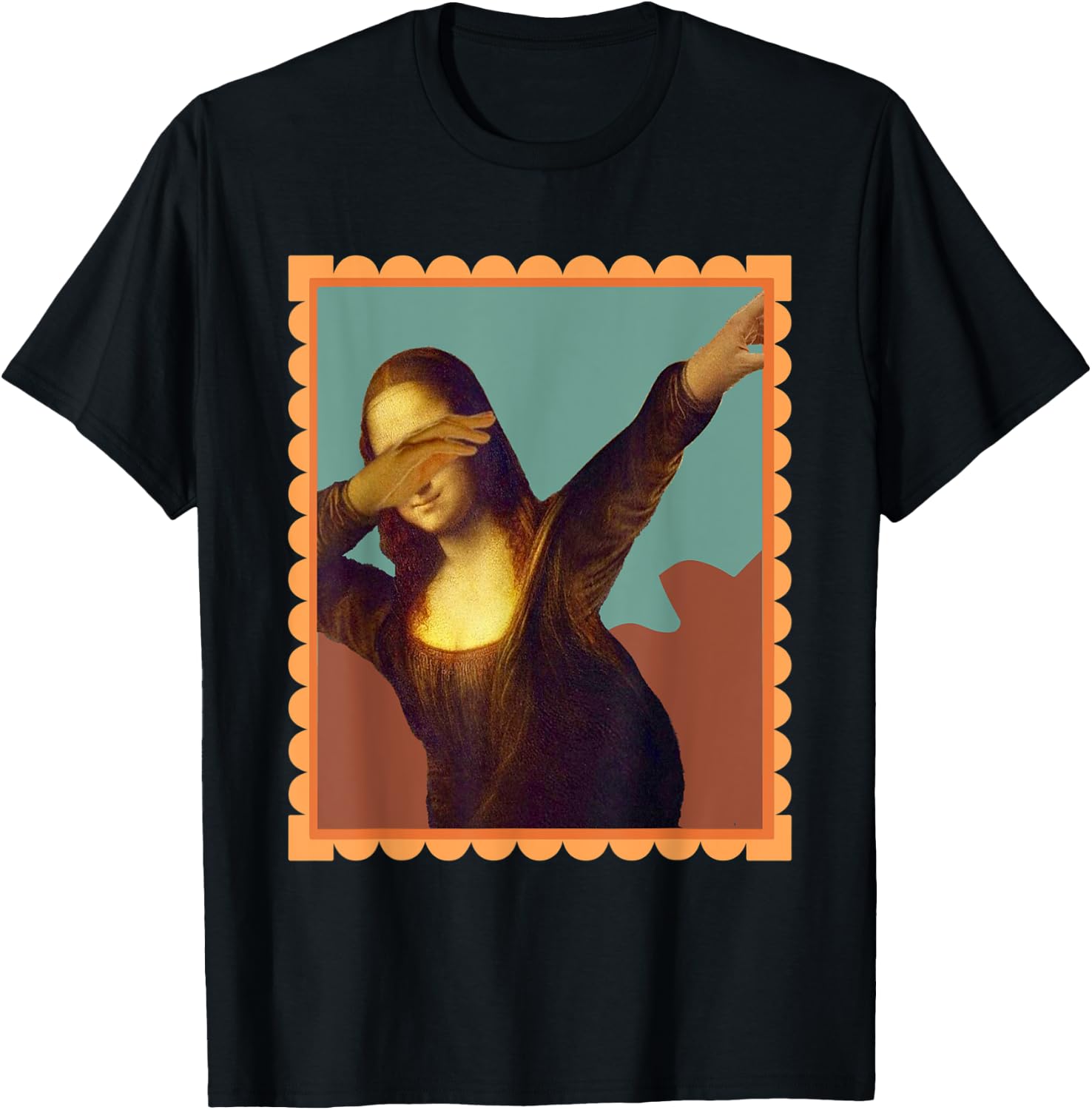 Dabbing Mona Lisa Painting Funny Art Teacher Women Kids T-Shirt - T-Shirt | Black
