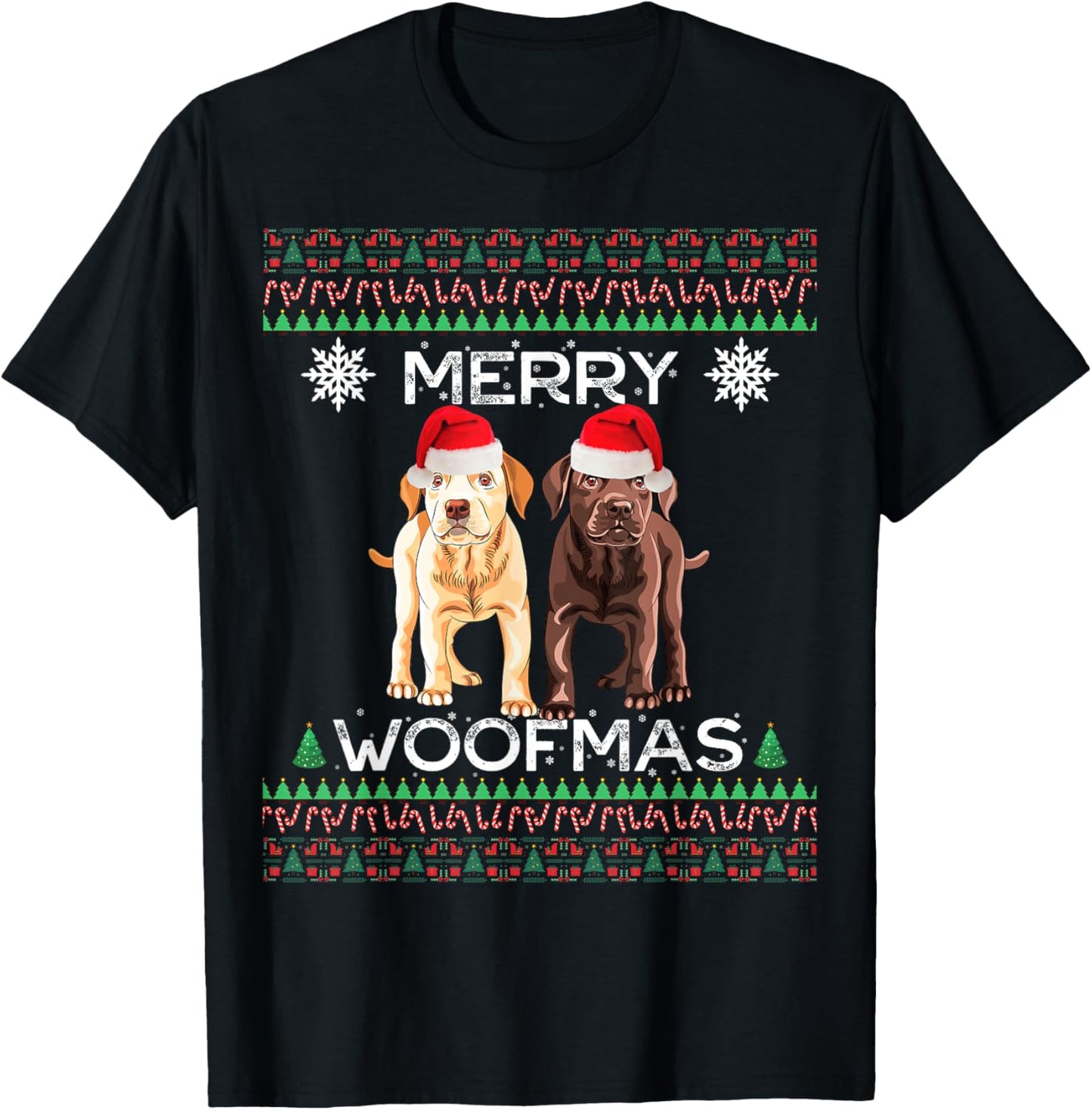 Labrador Christmas Ugly Yellow Lab Chocolate Labrador T-Shirt - T-Shirt | Black