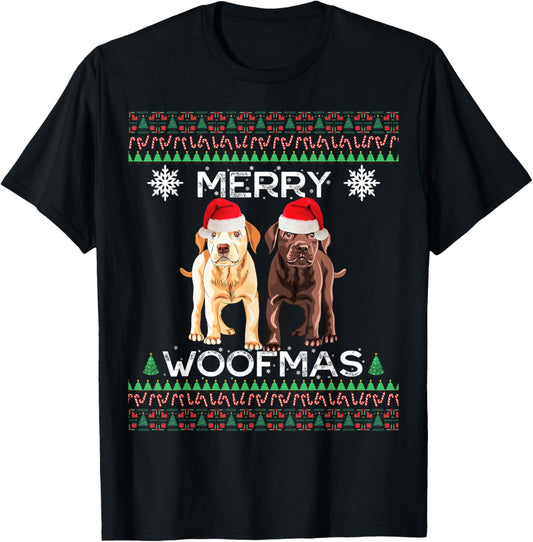 Labrador Christmas Ugly Yellow Lab Chocolate Labrador T-Shirt - T-Shirt | Black