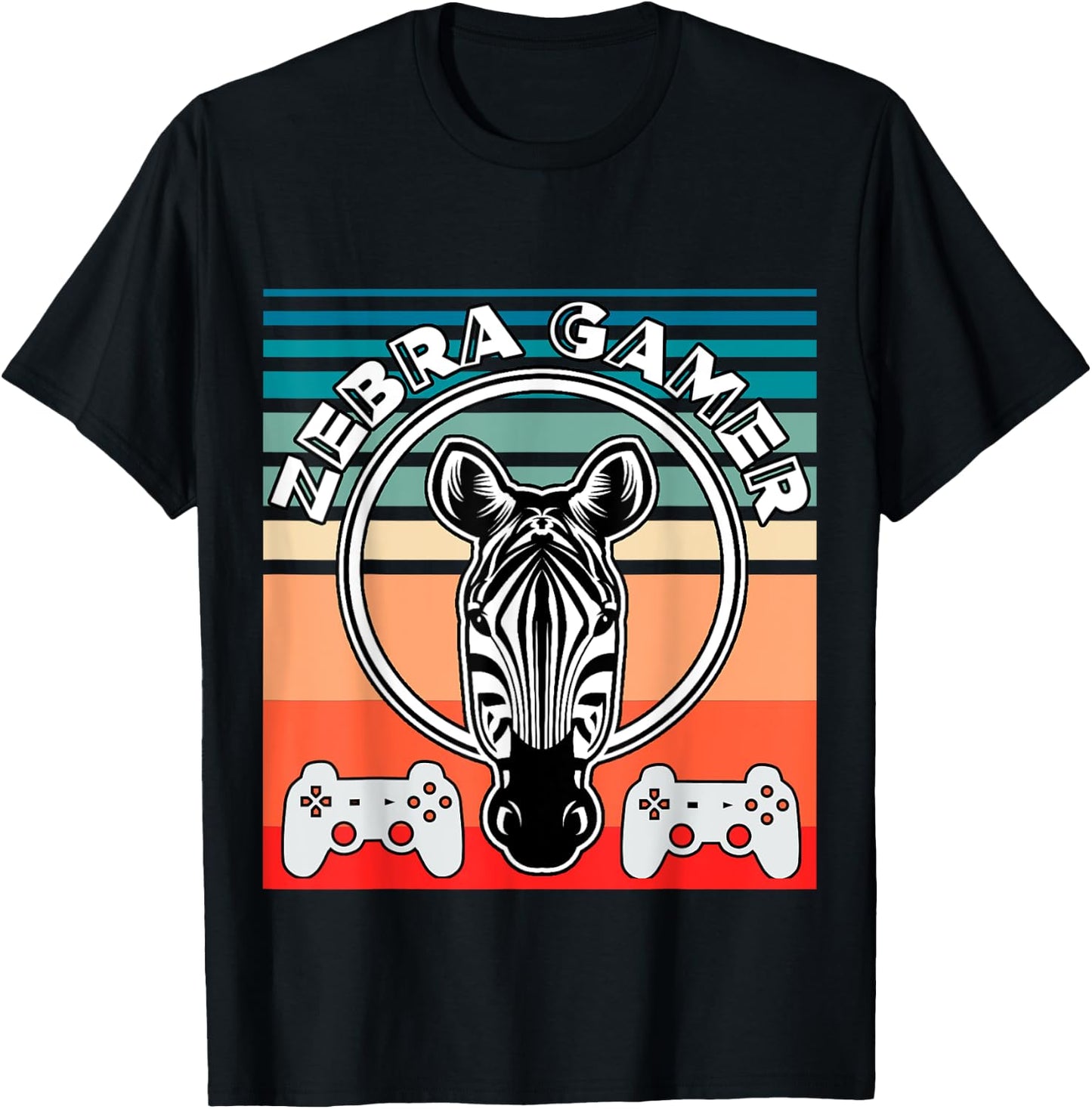 Zebra Gamer Controller Graphic Design For Gamer Kids T-Shirt - T-Shirt | Black