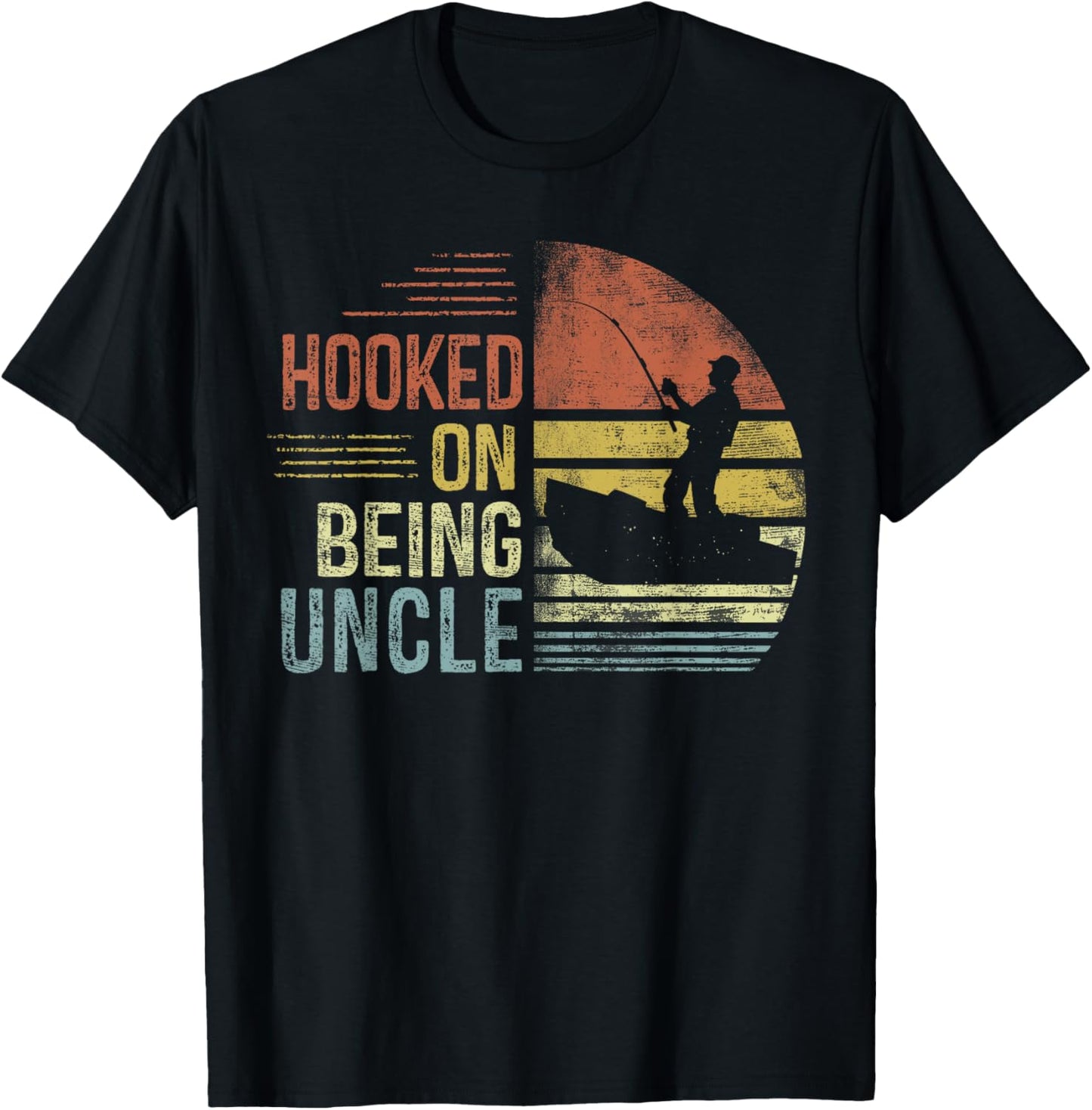 Hooked On Being Uncle Fishing Gifts Uncle Father's Day T-Shirt - T-Shirt | Black