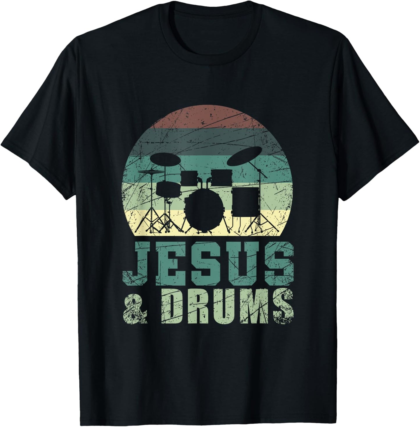 Drummer Christian Religious Drums Player Gift Jesus T-Shirt - T-Shirt | Black