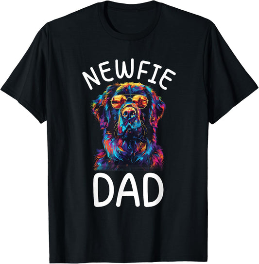 Newfoundland Dad Pop Art Design Newfoundland Dog Lovers T-Shirt - T-Shirt | Black