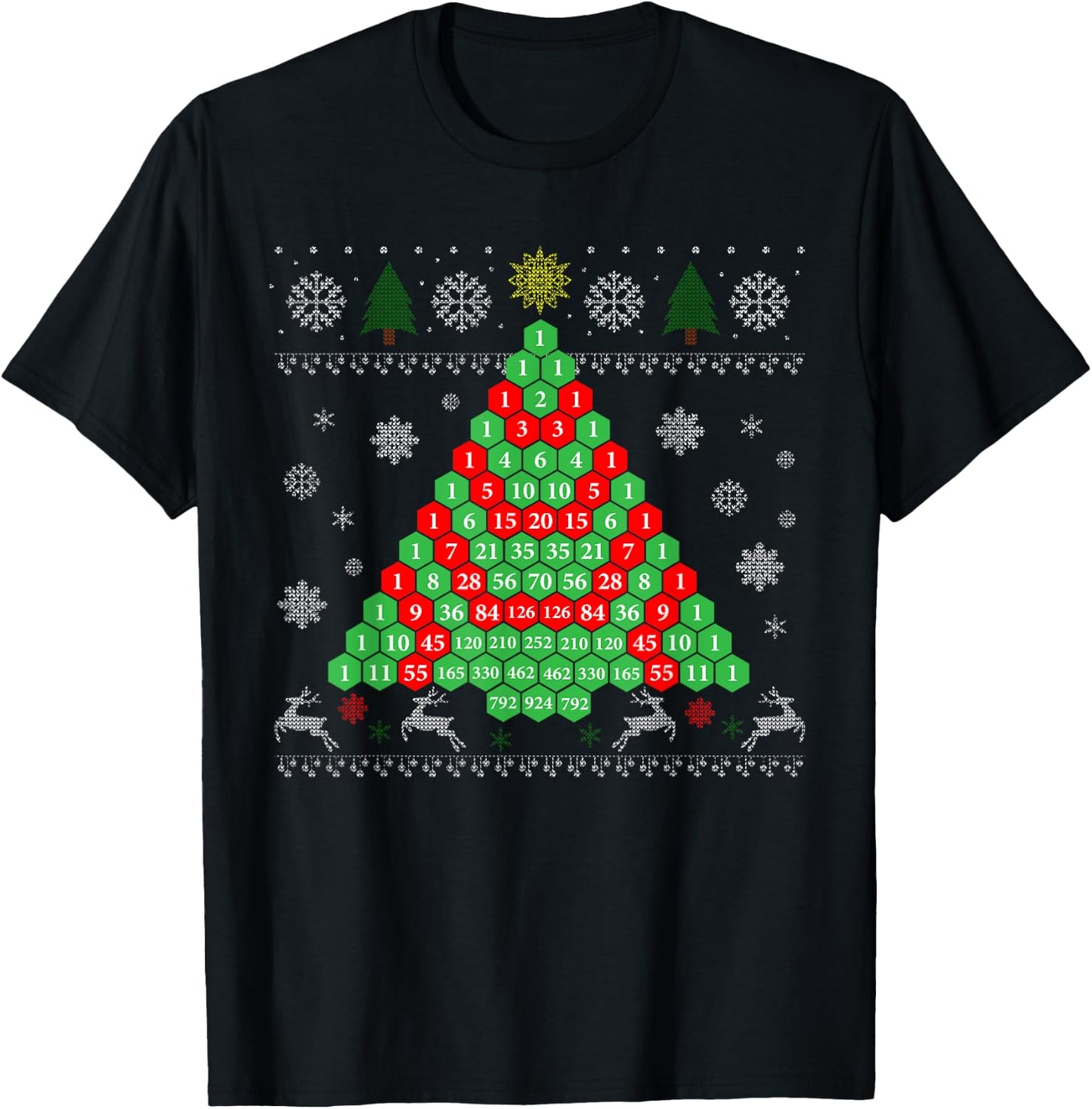 Pascals Triangle Ugly Ugly Christmas Tree T-Shirt - T-Shirt | Black