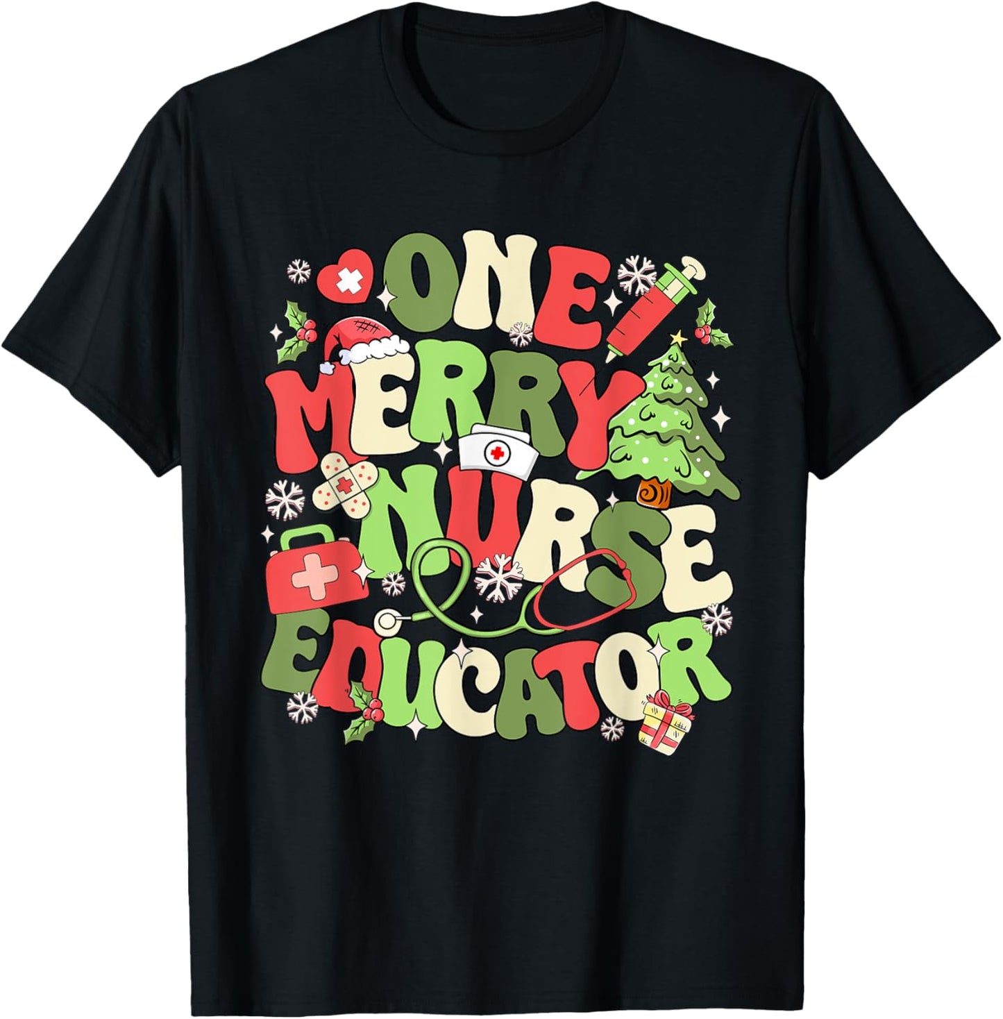 Nurse Educator Christmas Nursing School T-Shirt - T-Shirt | Black