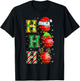 HOHOHO Santa Elf Reindeer Bowling Balls & Christmas Lights T-Shirt - T-Shirt | Black