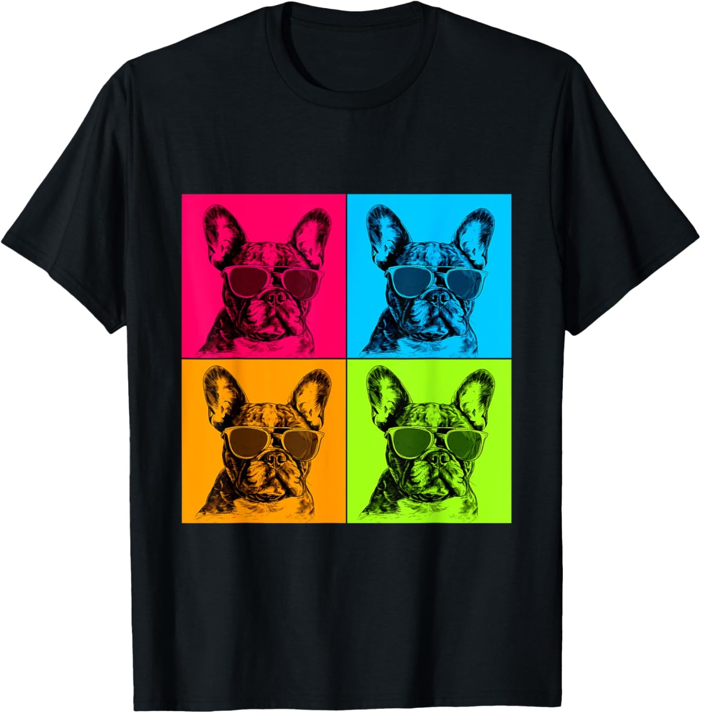 Frenchton Dog Pop Art Design Illustration Colorful Men Women Kids T-Shirt - T-Shirt | Black