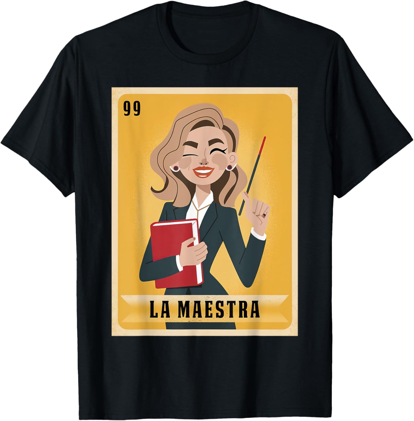 La Maestra Mexican Bingo Card Teacher Lottery Card T-Shirt - T-Shirt | Black