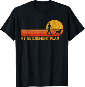Funny Retired Walking My Dog Retirement Plan Retro T-Shirt - T-Shirt | Black