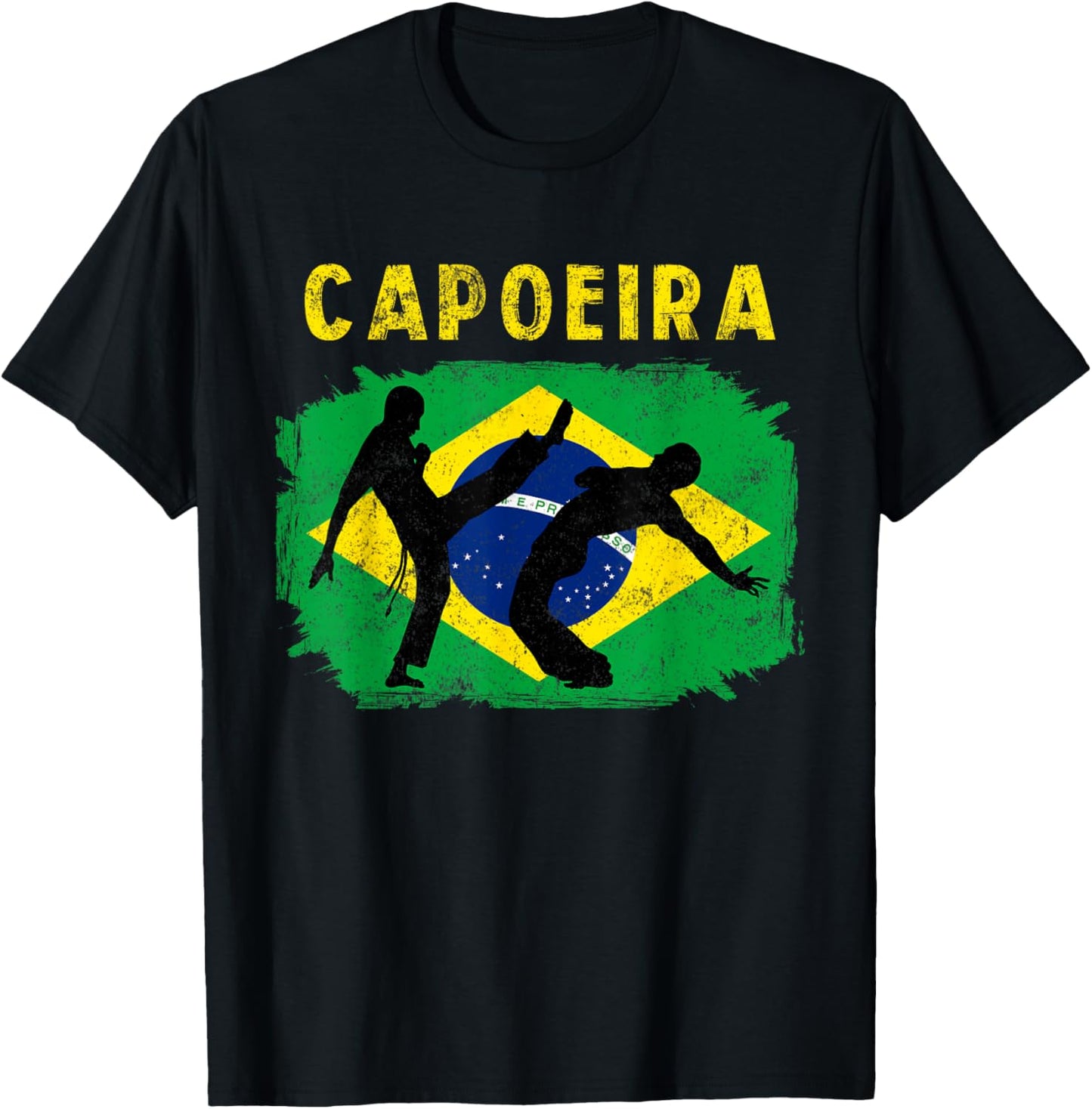 Vintage Capoeira Brazilian Flag Martial Arts Dance Fighter T-Shirt - T-Shirt | Black