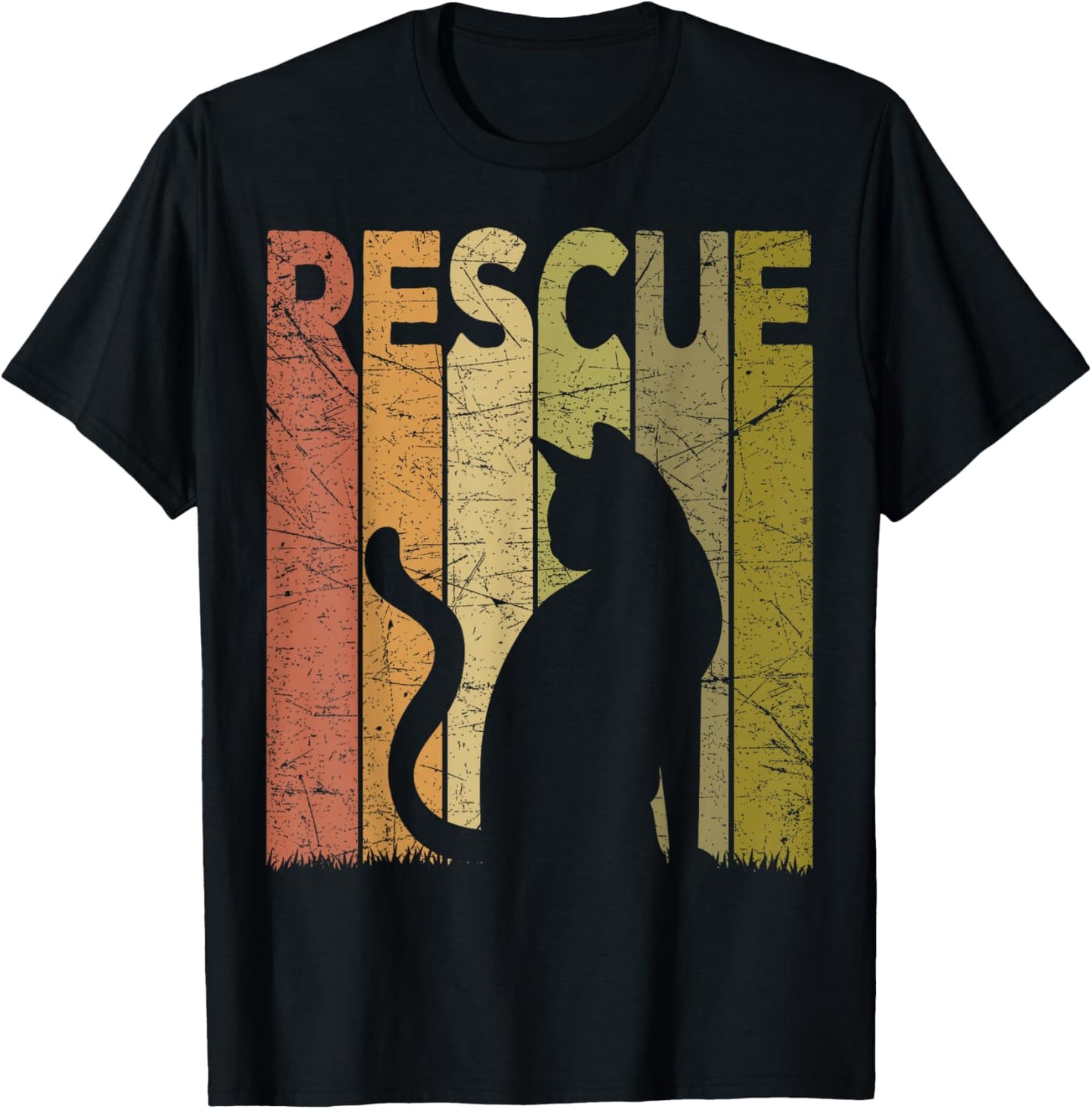 Cat Rescue Vintage Cat Rescuer Retro Cat Rescue Women Girls Kids T-Shirt - T-Shirt | Black