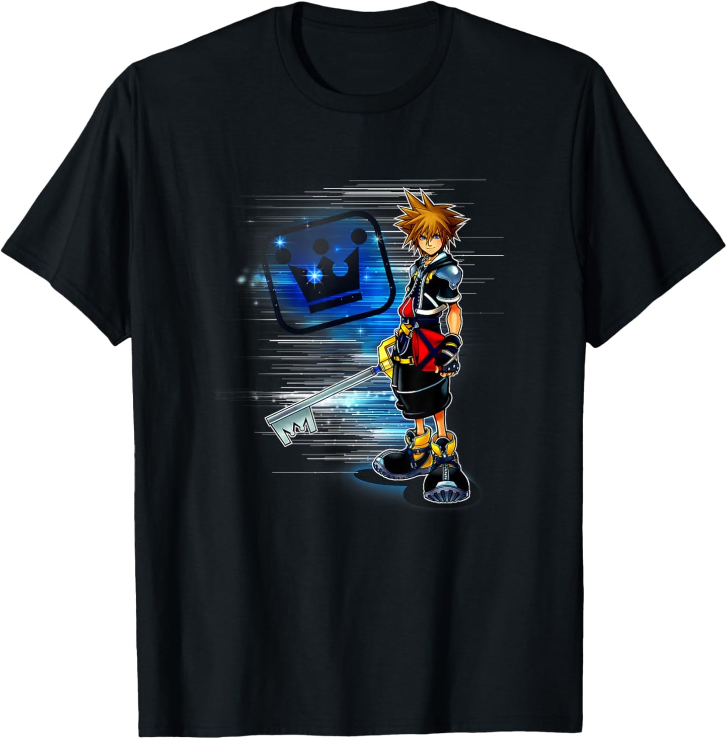 Disney Kingdom Hearts Sora Shiny Speed Dash Chest Portrait T-Shirt - T-Shirt | Black