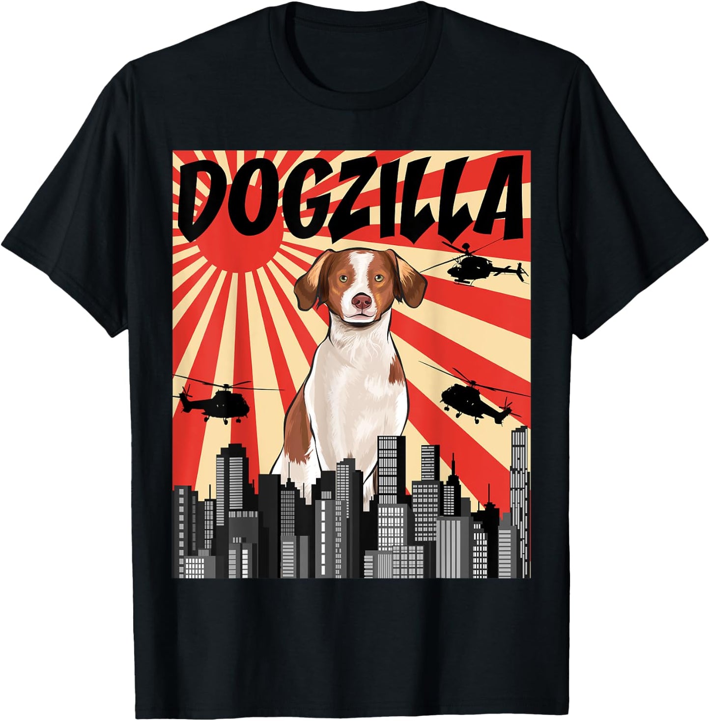 Funny Retro Japanese Dogzilla Brittany T-Shirt - T-Shirt | Black