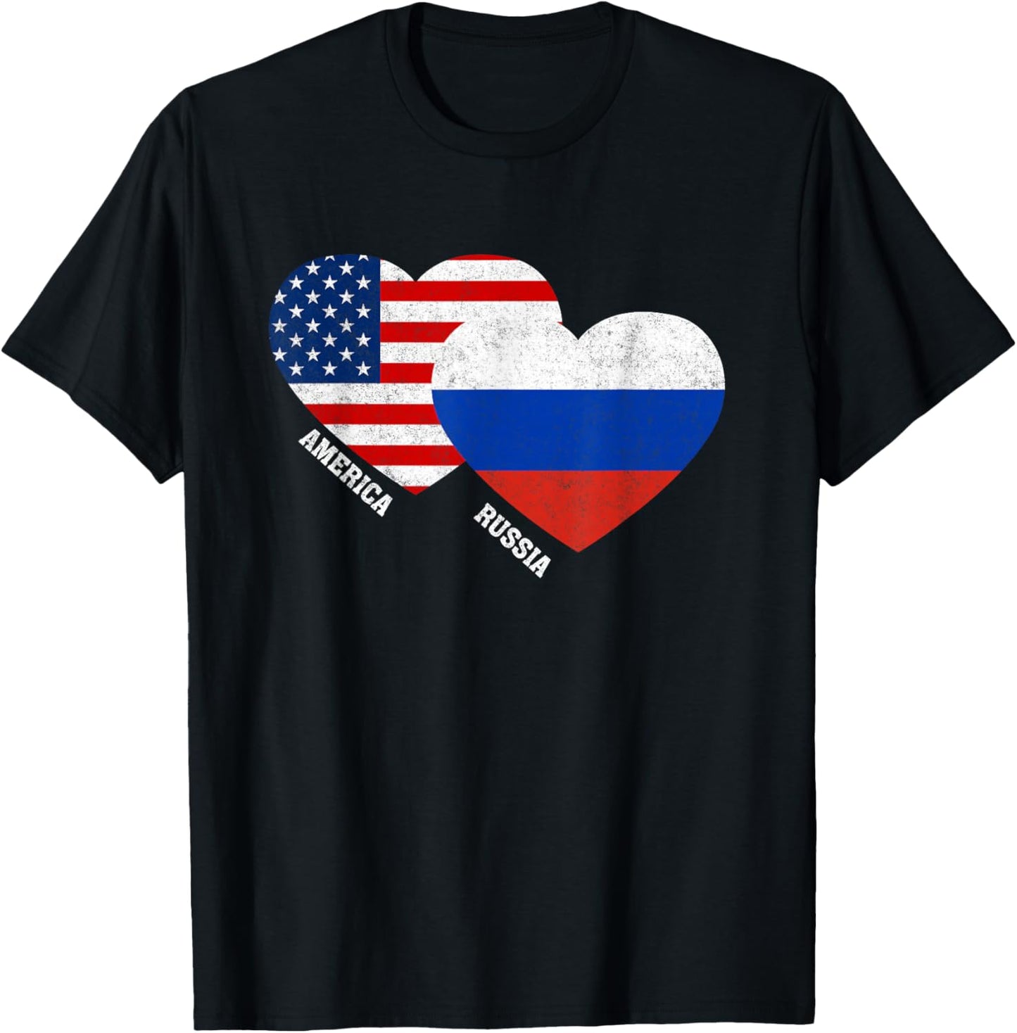 Russia Flag Shirt Russian American Pride Vintage T-Shirt - T-Shirt | Black