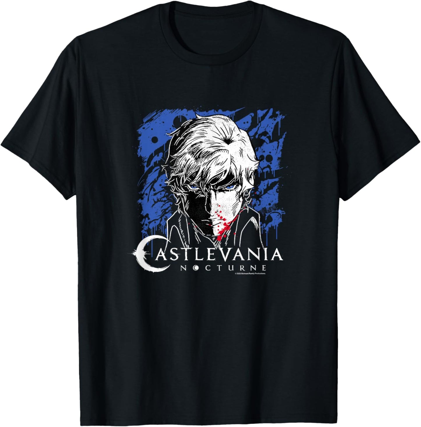 Castlevania: Nocturne Blood Covered Richter Face Portrait T-Shirt - T-Shirt | Black